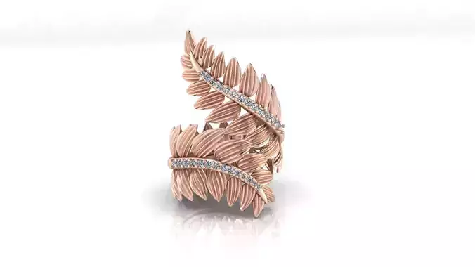 luxury bypass leaf jewelry ring