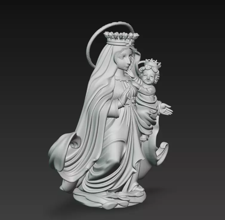 Holy Queen - Child - Sacred Regal Sculpture 3D Model 3D print model_7