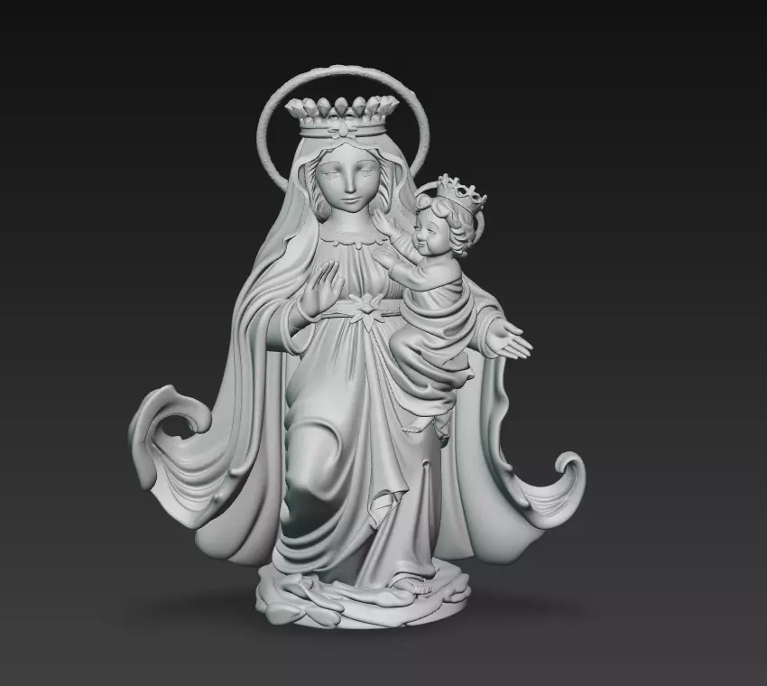 Holy Queen - Child - Sacred Regal Sculpture 3D Model 3D print model_6