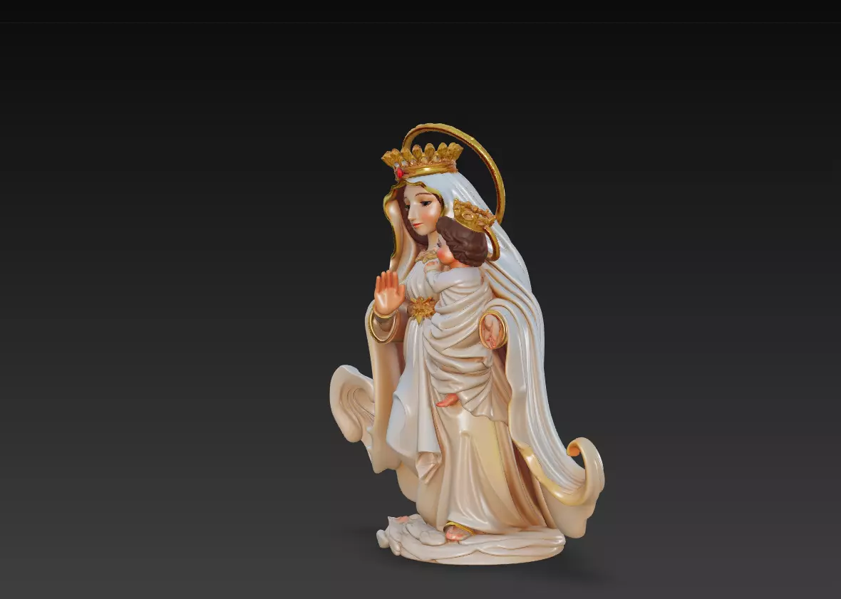 Holy Queen - Child - Sacred Regal Sculpture 3D Model 3D print model_2