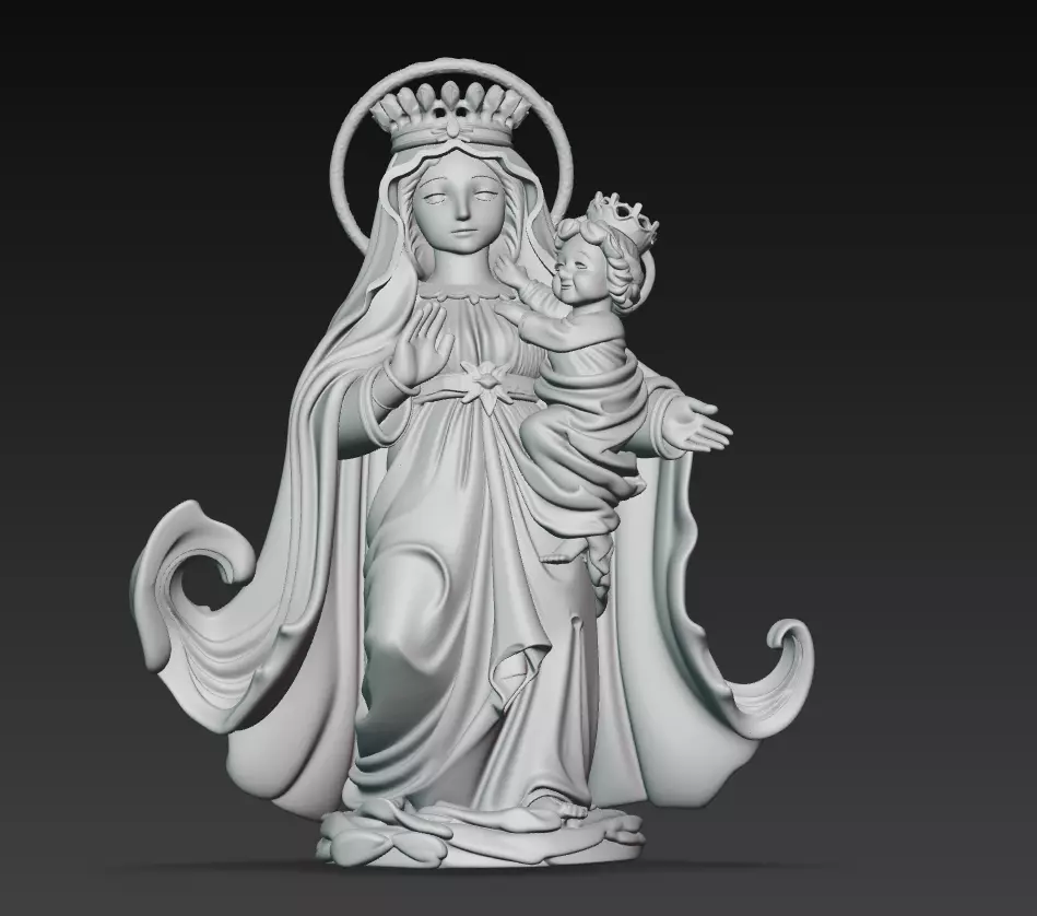 Holy Queen - Child - Sacred Regal Sculpture 3D Model 3D print model_8
