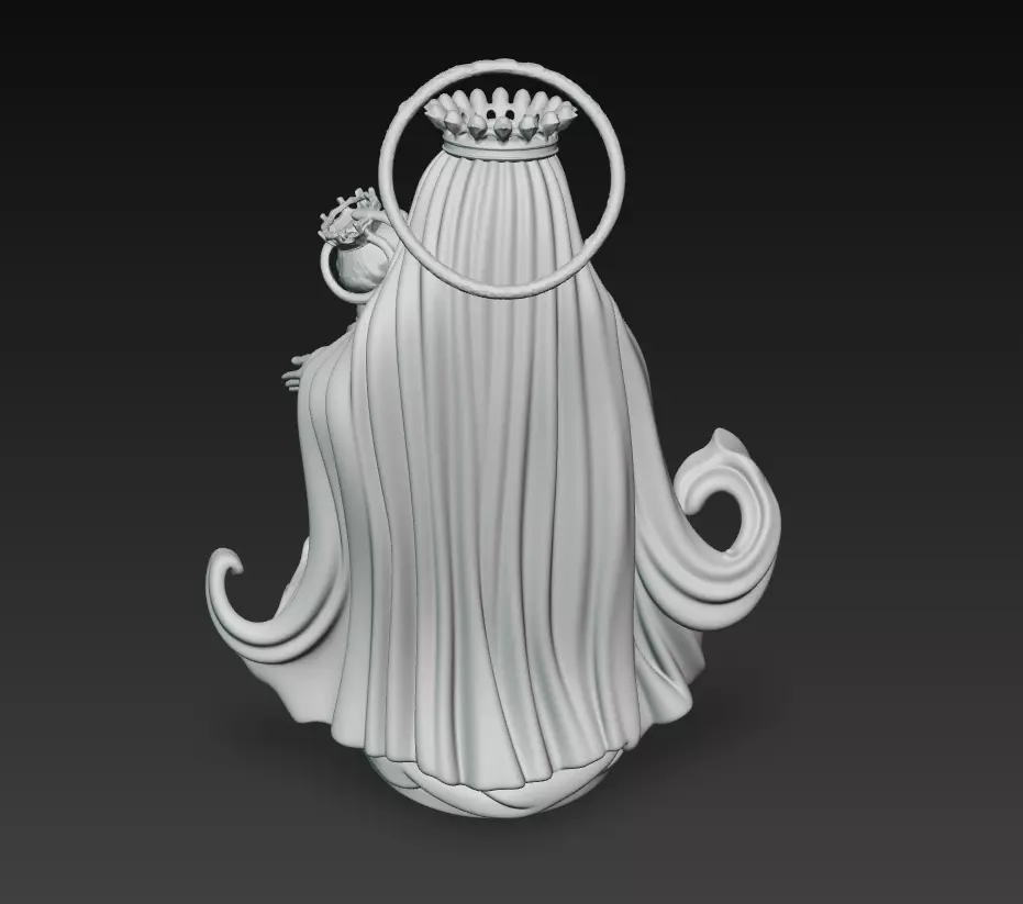 Holy Queen - Child - Sacred Regal Sculpture 3D Model 3D print model_9