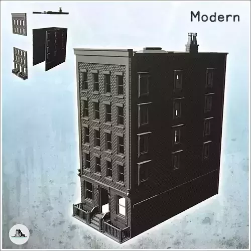 Modern four-storey building with stairs and gates 5 - Modern WW2