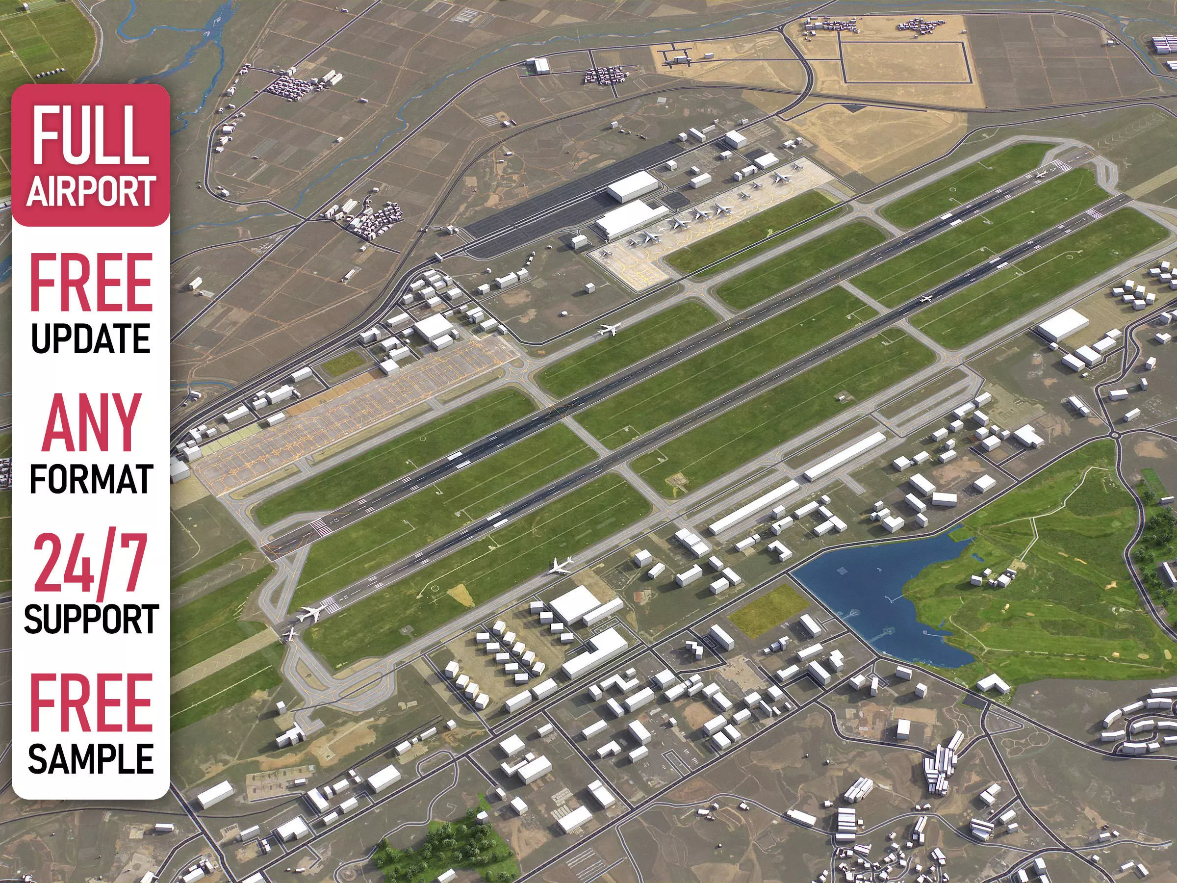 Cheongju - 3D Airport Model Low-poly 3D model