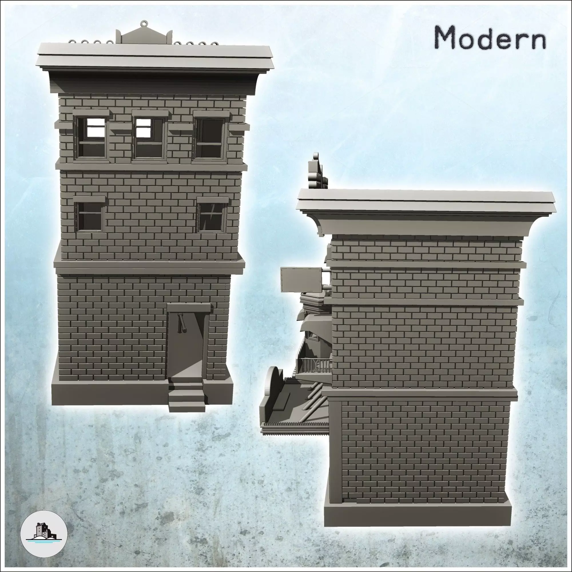 Modern multi-storey store with large canopy and exterior signs 1 3D print model_3