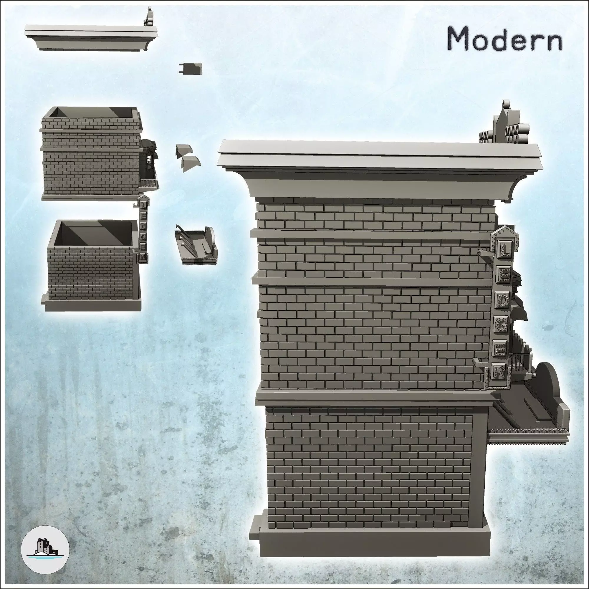 Modern multi-storey store with large canopy and exterior signs 1 3D print model_2