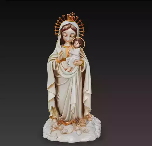 Holy Mother and Child - Sacred Statue 3D Model