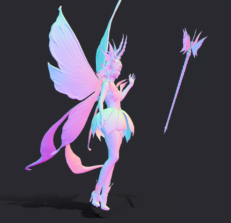 Fairy female butterfly Low-poly 3D model_29