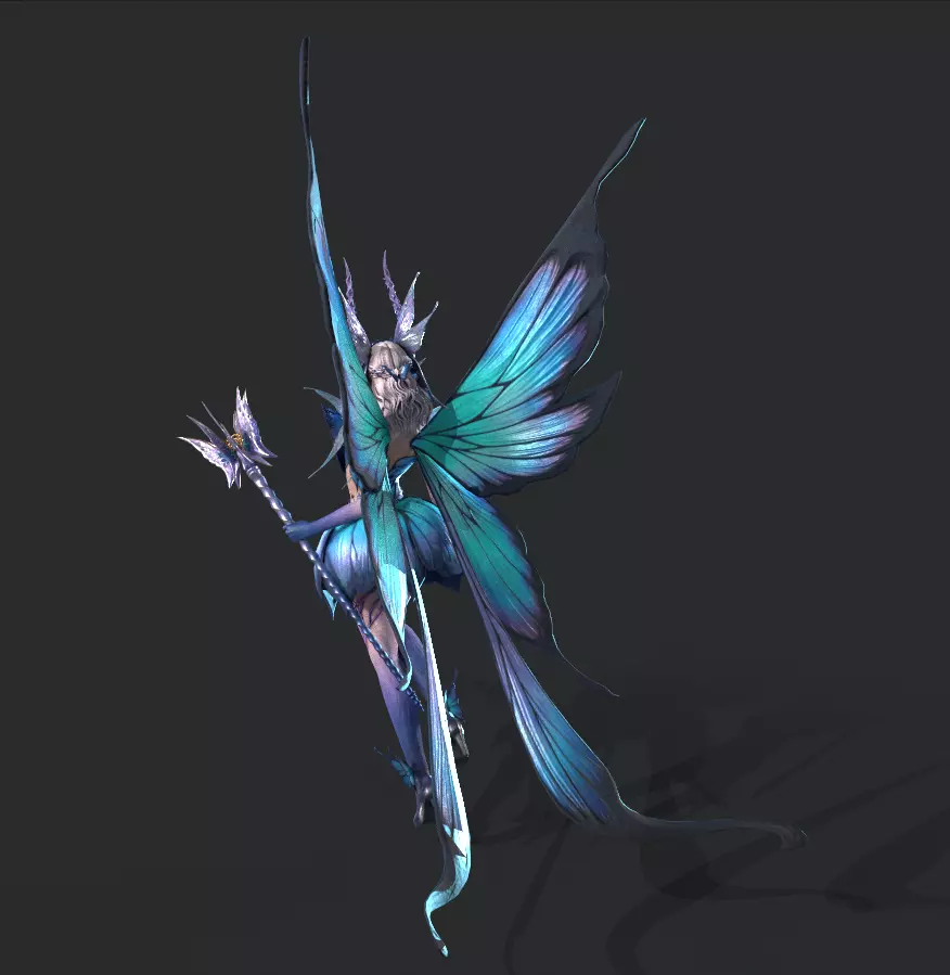 Fairy female butterfly Low-poly 3D model_5
