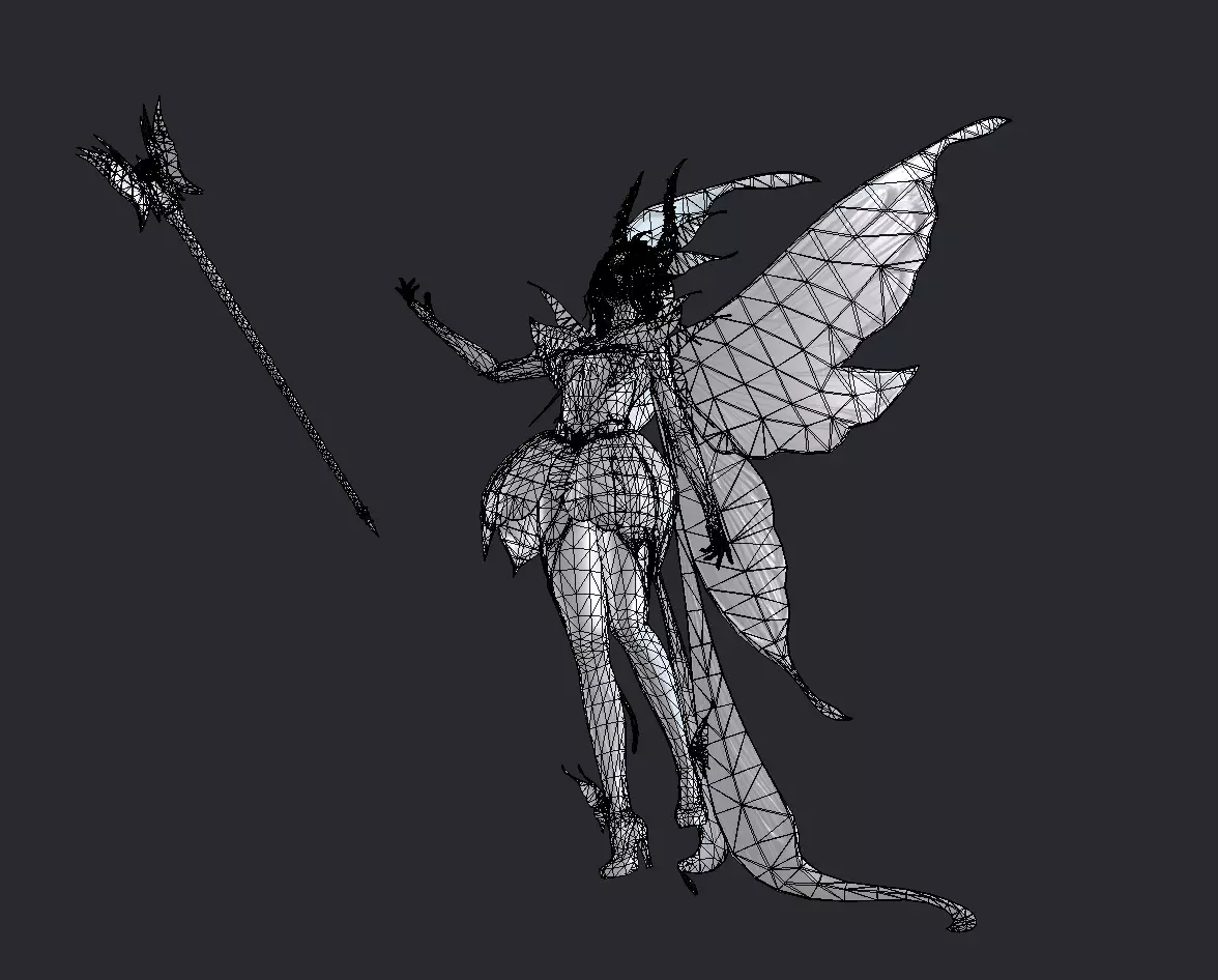 Fairy female butterfly Low-poly 3D model_25