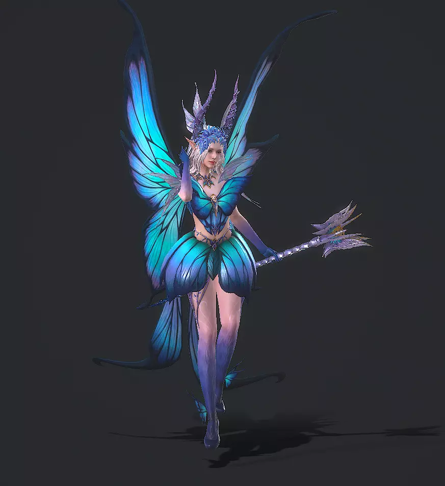 Fairy female butterfly Low-poly 3D model_16