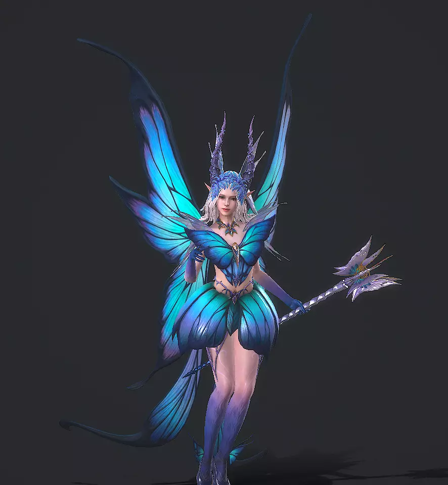 Fairy female butterfly Low-poly 3D model_12