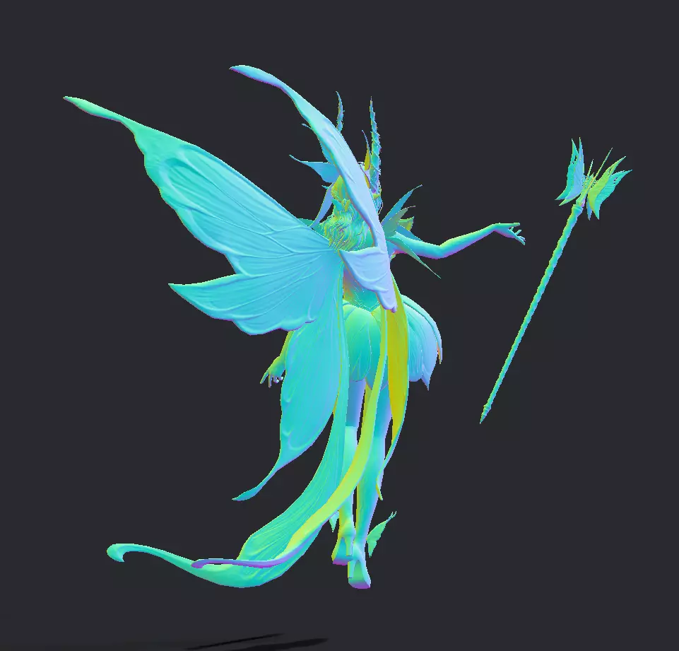 Fairy female butterfly Low-poly 3D model_27