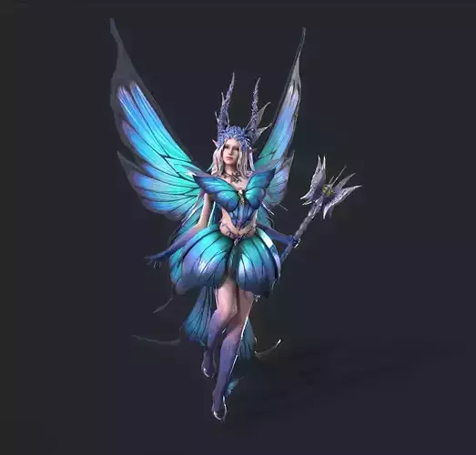 Fairy female butterfly Low-poly 3D model Fairy female butterfly Low-poly 3D model