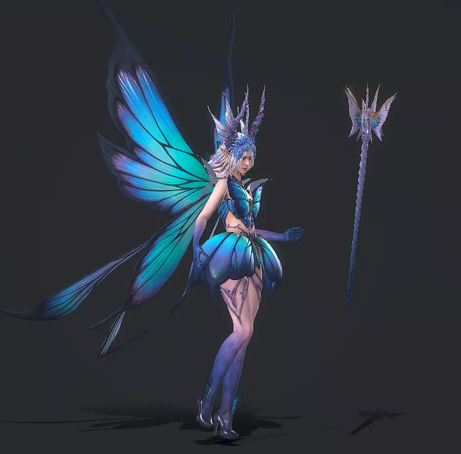 Fairy female butterfly Low-poly 3D model_22