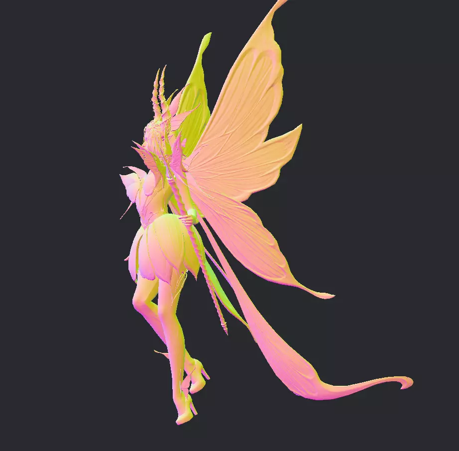 Fairy female butterfly Low-poly 3D model_30