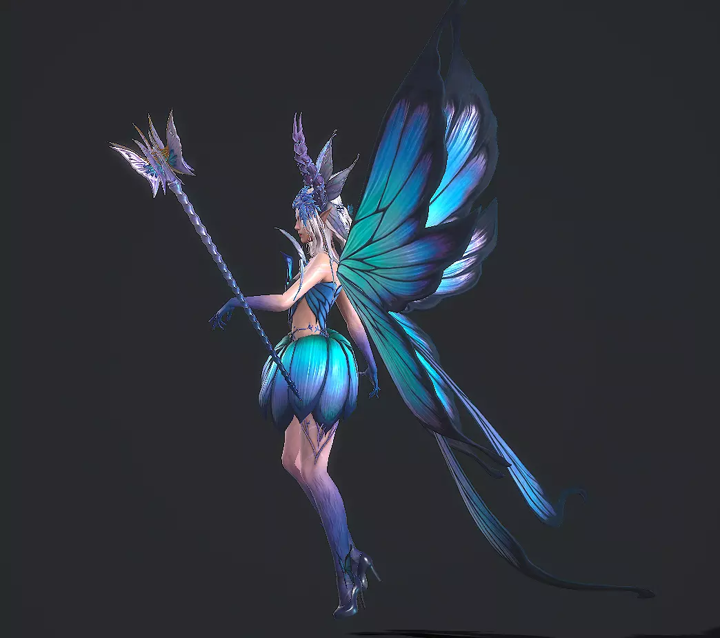 Fairy female butterfly Low-poly 3D model_21