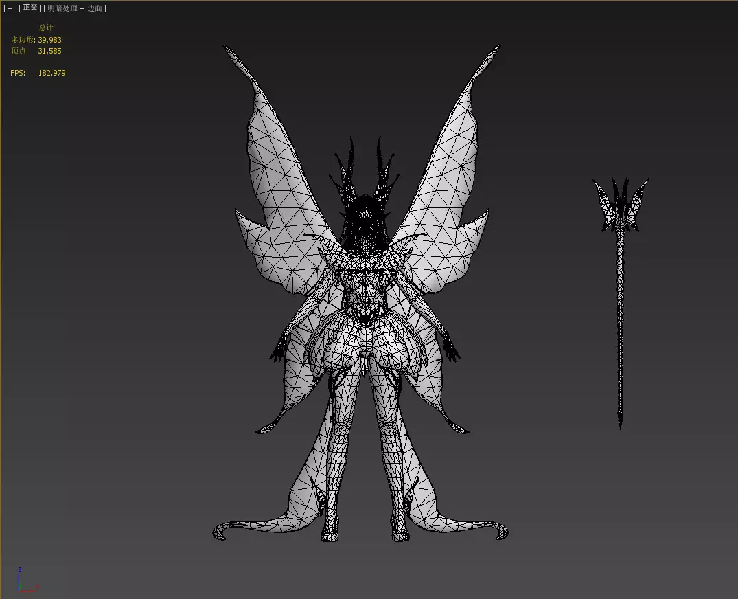 Fairy female butterfly Low-poly 3D model_35