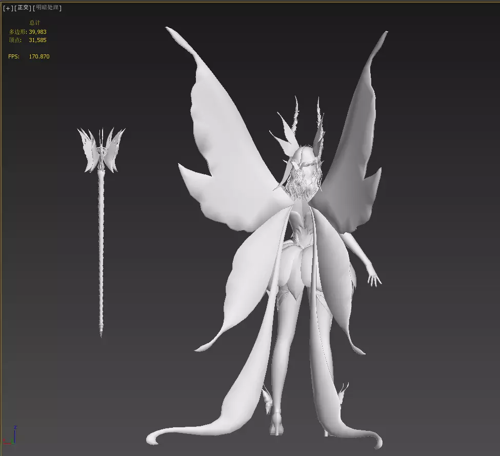 Fairy female butterfly Low-poly 3D model_34
