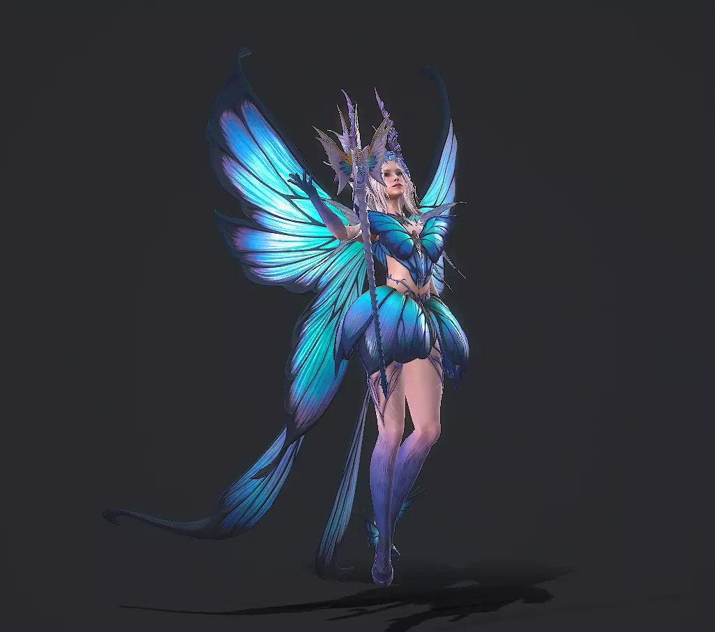 Fairy female butterfly Low-poly 3D model_19