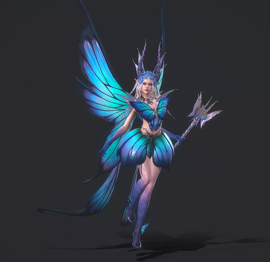 Fairy female butterfly Low-poly 3D model_14