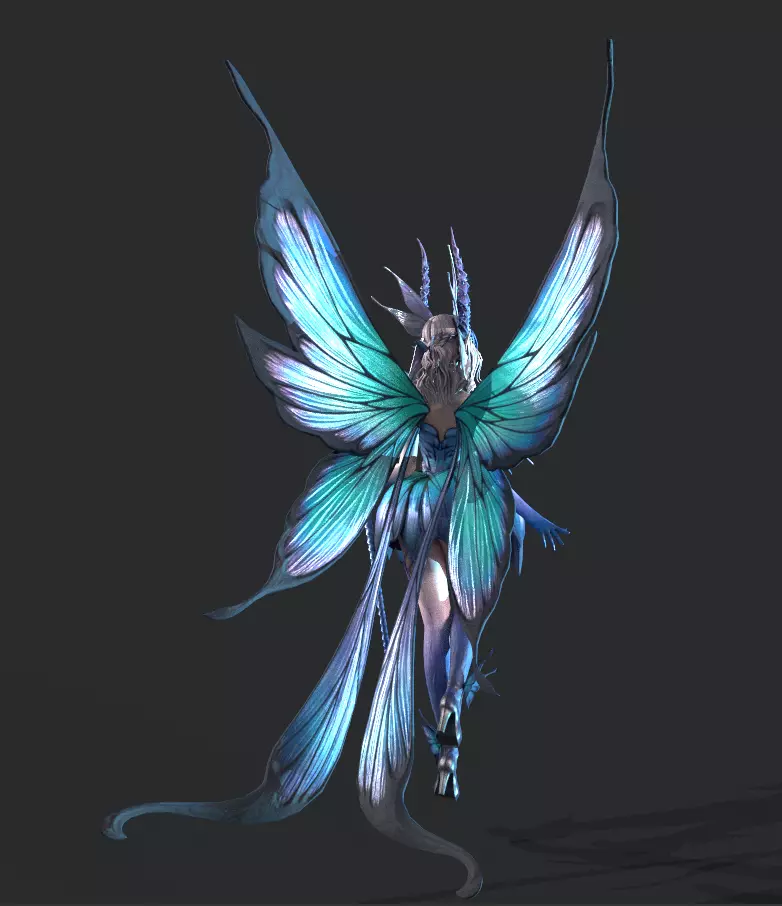 Fairy female butterfly Low-poly 3D model_6