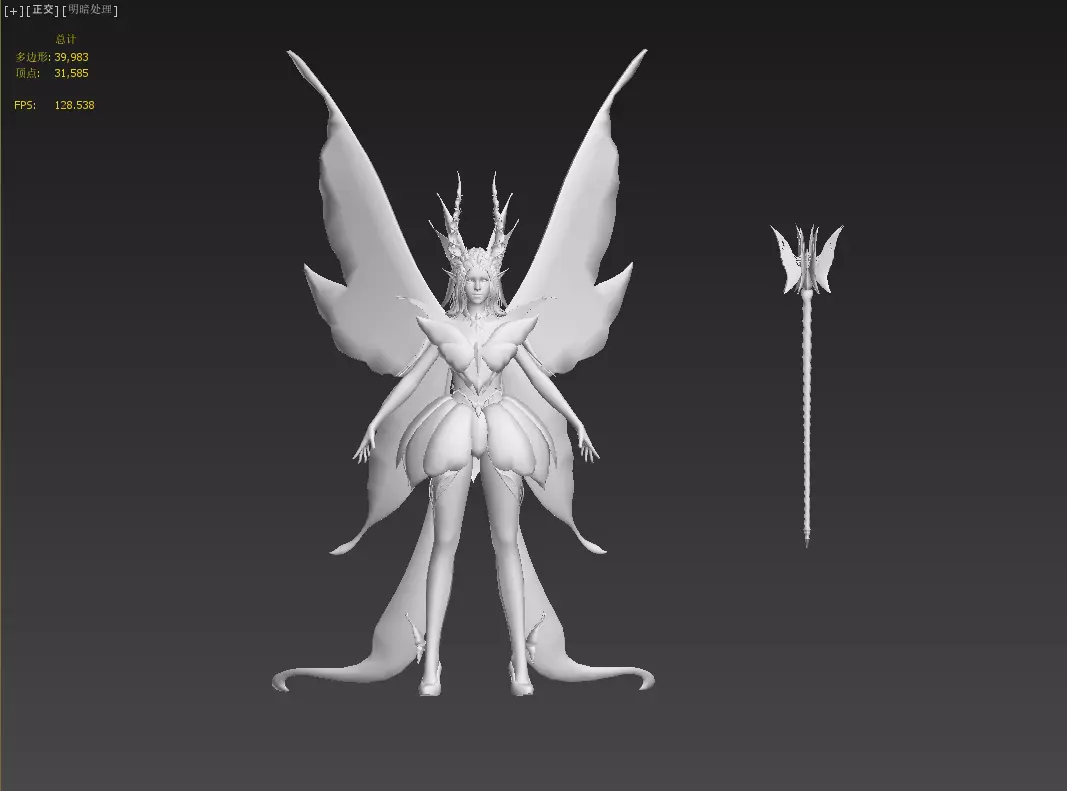 Fairy female butterfly Low-poly 3D model_31