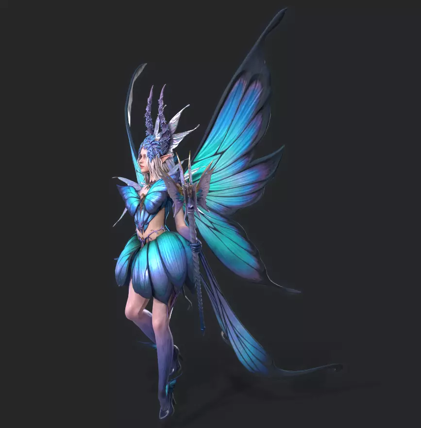 Fairy female butterfly Low-poly 3D model_2