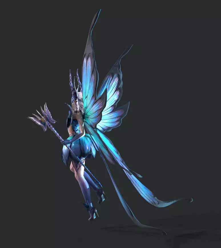 Fairy female butterfly Low-poly 3D model_8