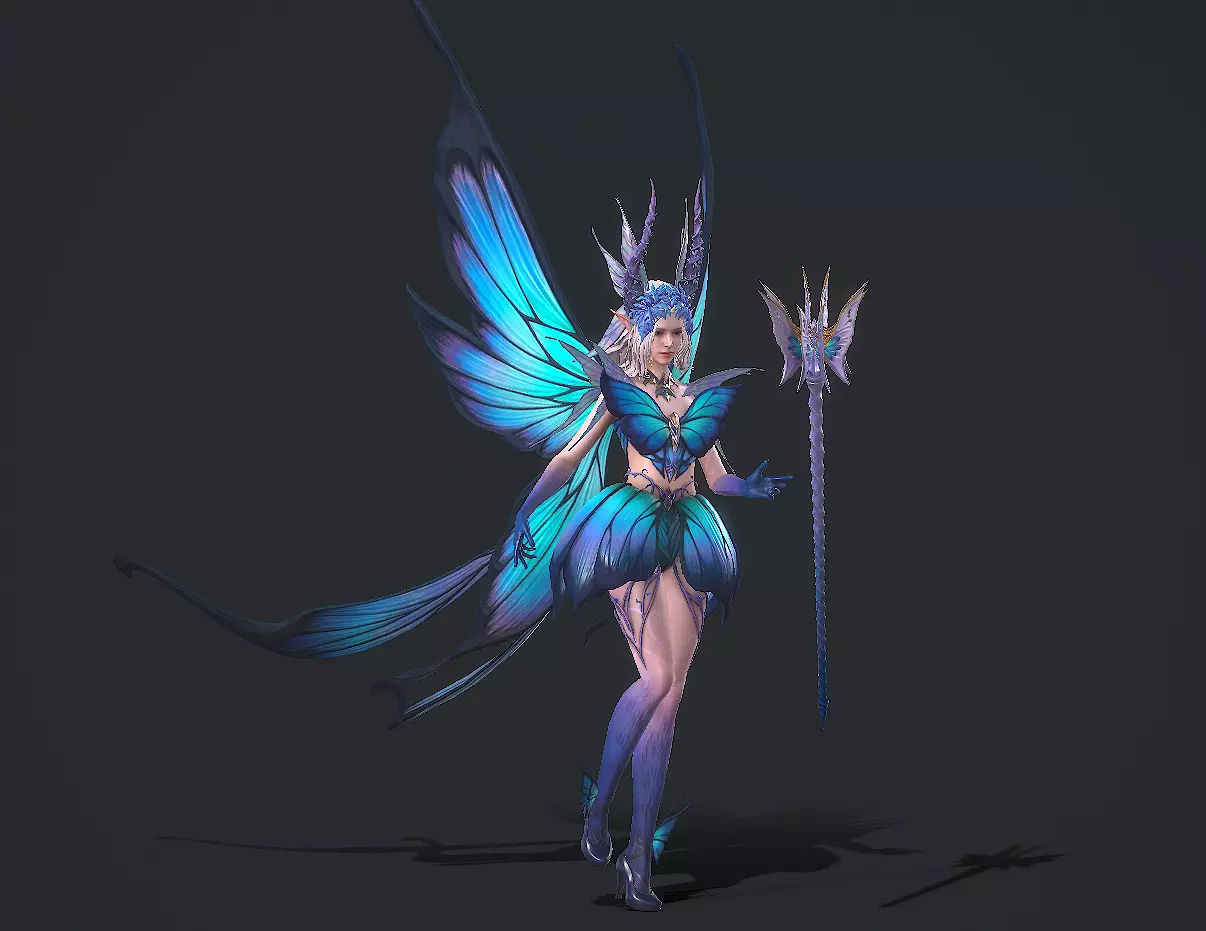 Fairy female butterfly Low-poly 3D model_17