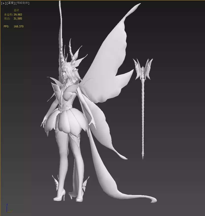 Fairy female butterfly Low-poly 3D model_32