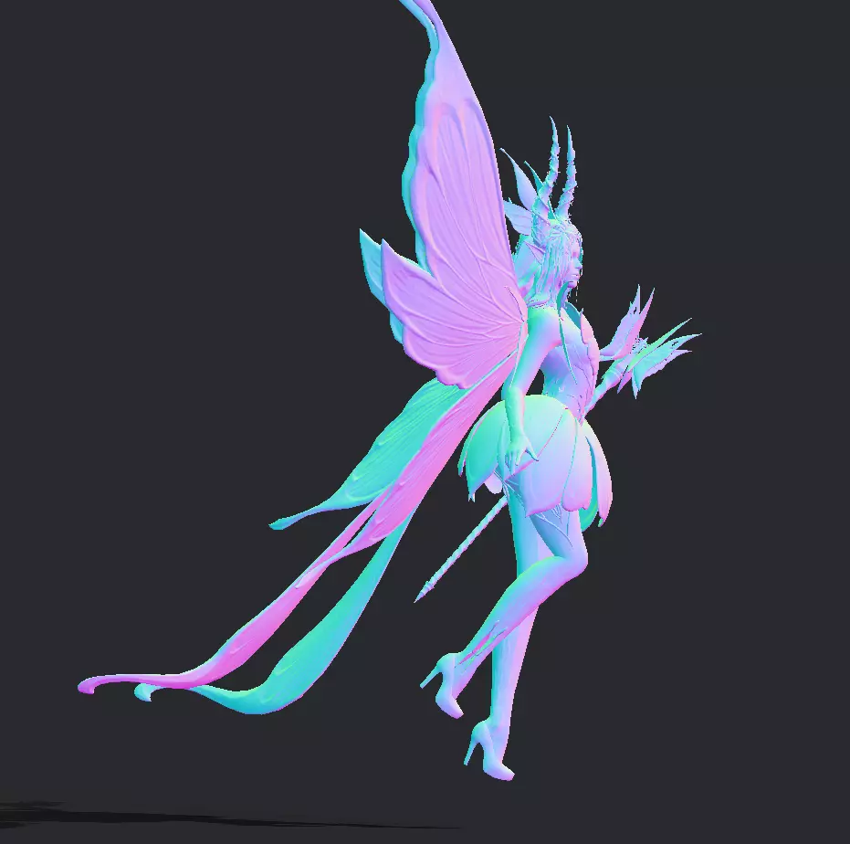 Fairy female butterfly Low-poly 3D model_28