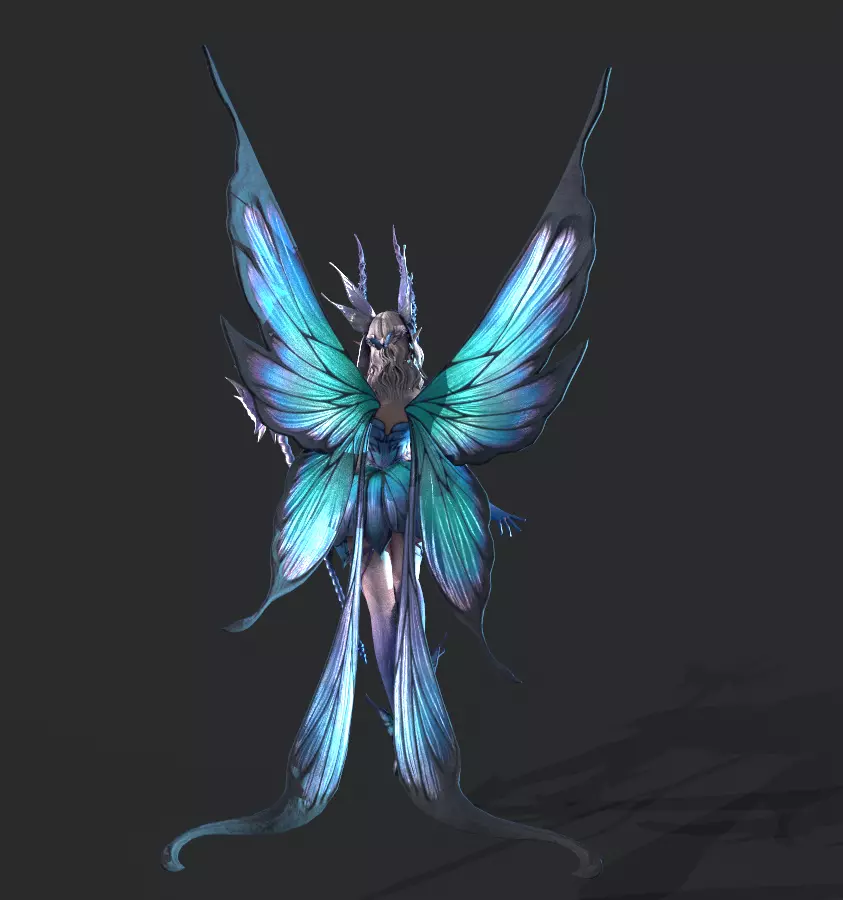 Fairy female butterfly Low-poly 3D model_4