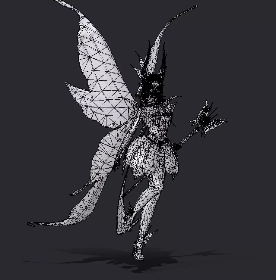 Fairy female butterfly Low-poly 3D model_24