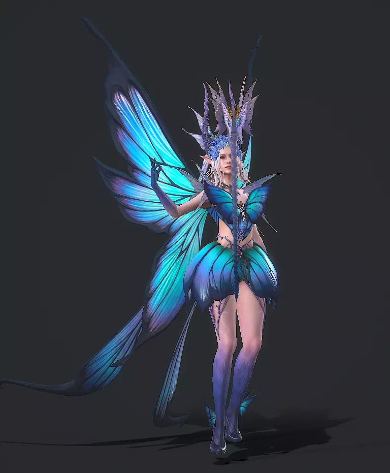 Fairy female butterfly Low-poly 3D model_15