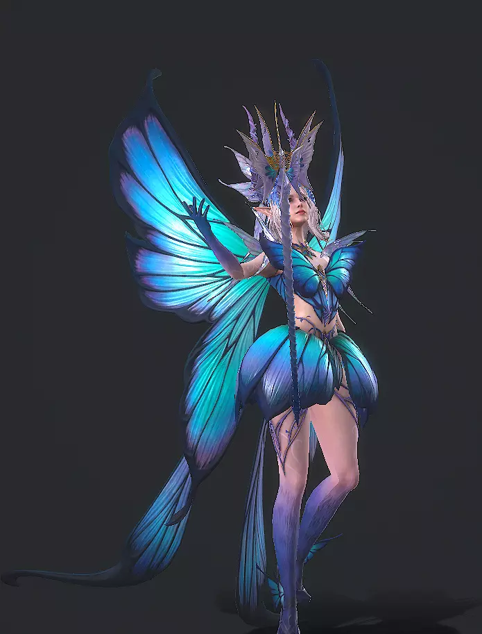 Fairy female butterfly Low-poly 3D model_13