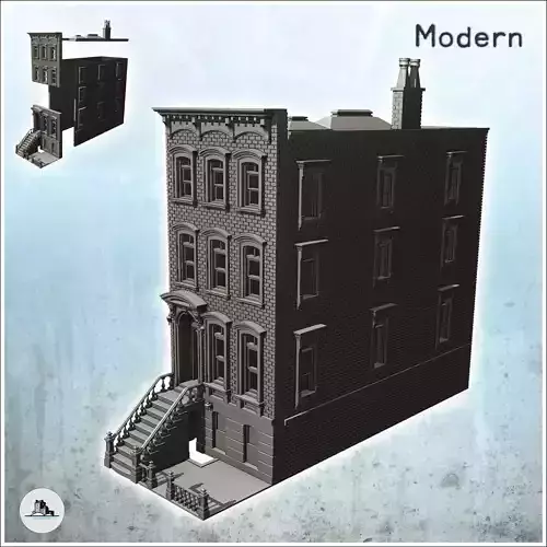 Modern brick building with front and back stairs 19 - Modern WW2