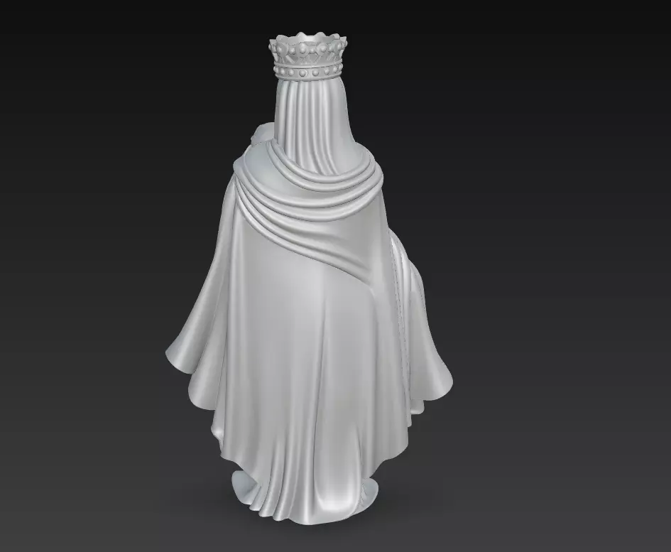 Regal Madonna - Holy Mother - Child 3D Sculpture Model 3D print model_5