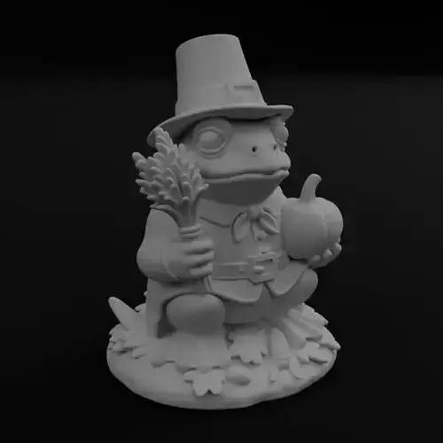 Thanksgiving Froggie Pilgrim 3D model for 3D Printing Fall Figurine