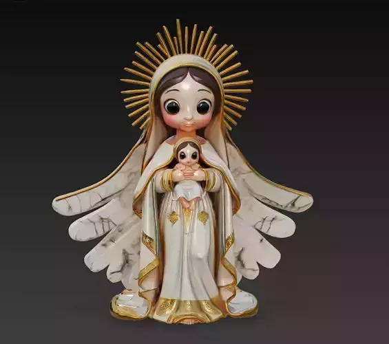Heavenly Grace - Stylized Sacred Madonna 3D Model 3D print model
