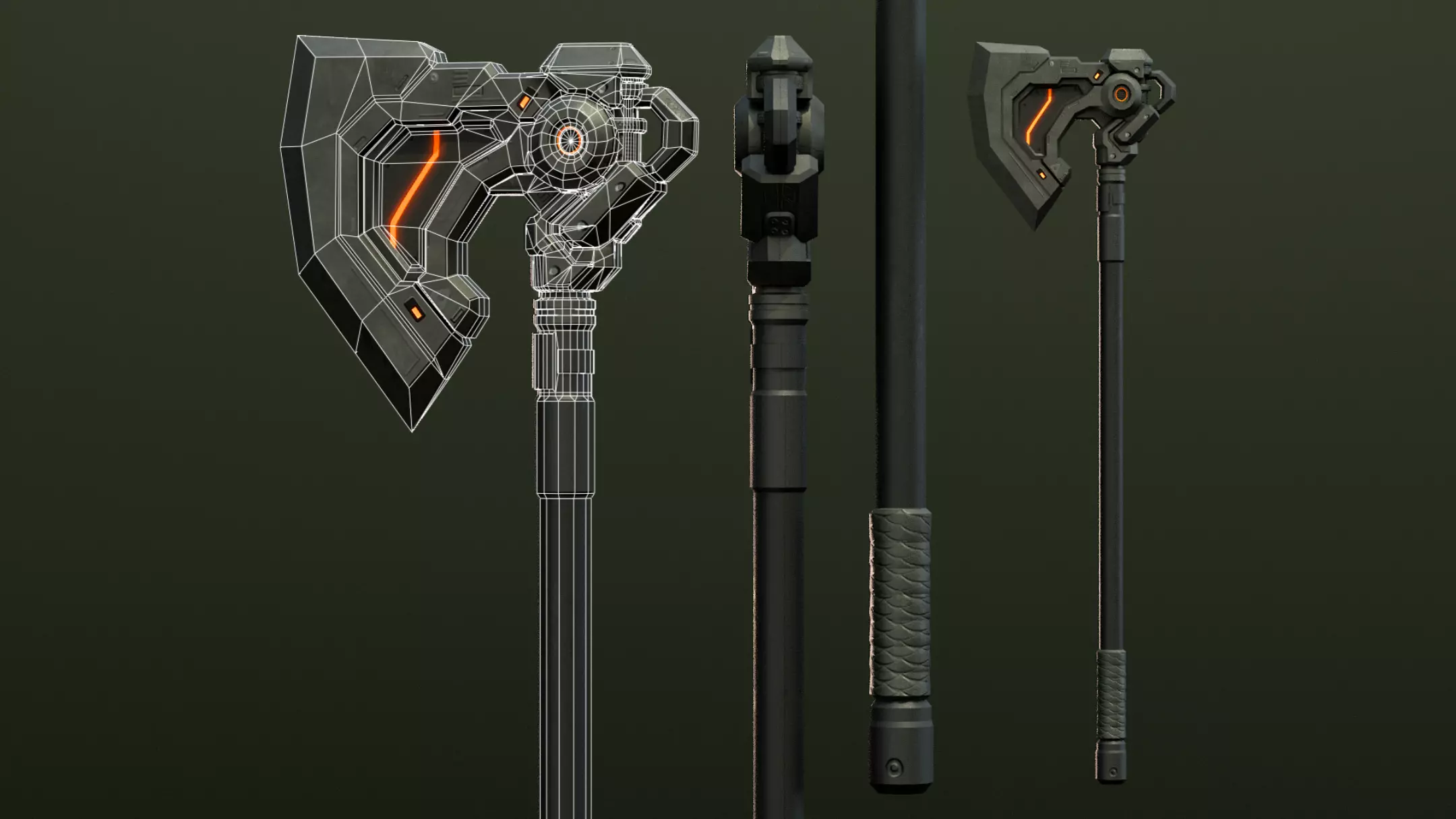 Armored Female Soldier Low-poly 3D model_6