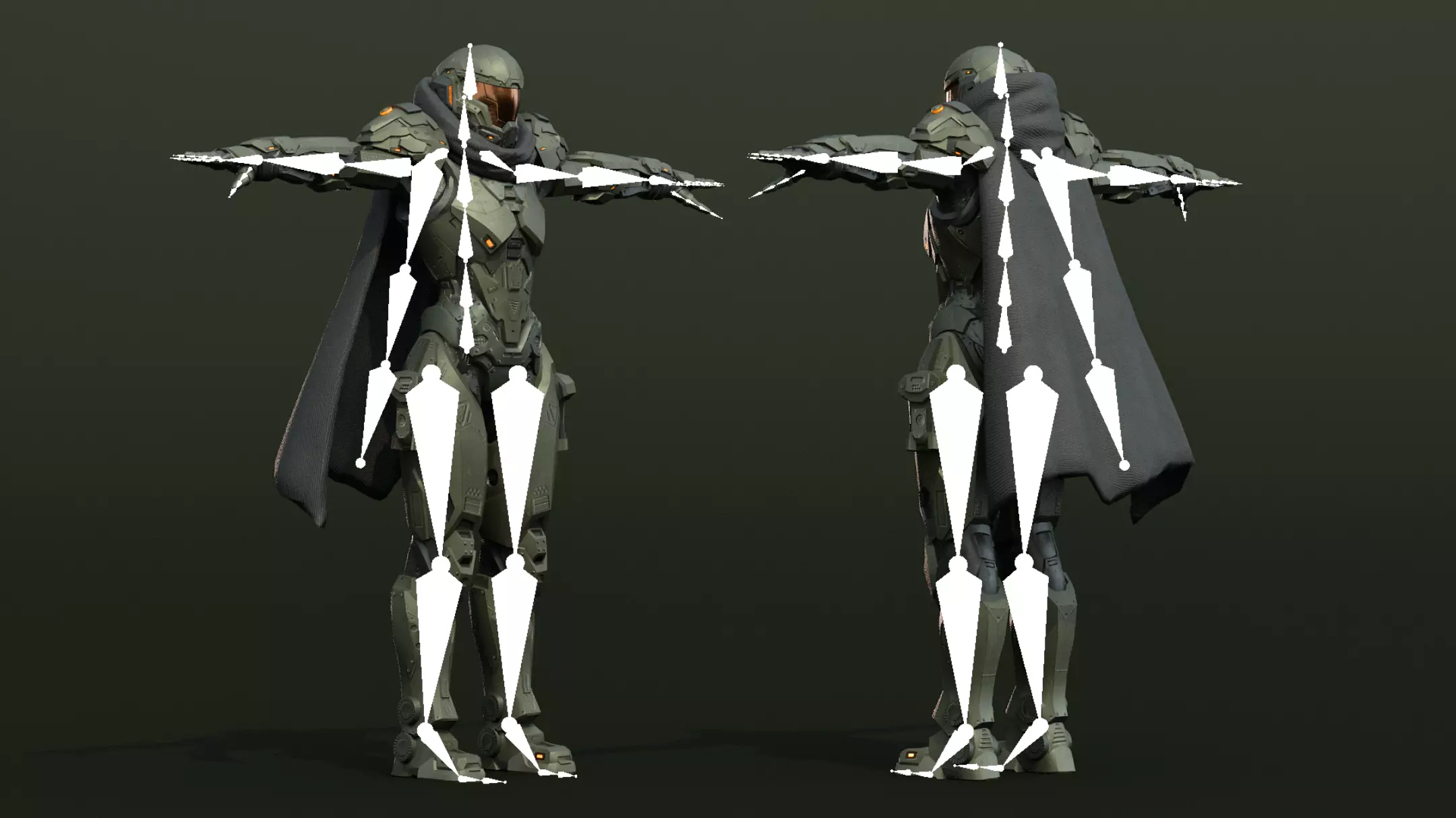 Armored Female Soldier Low-poly 3D model_9