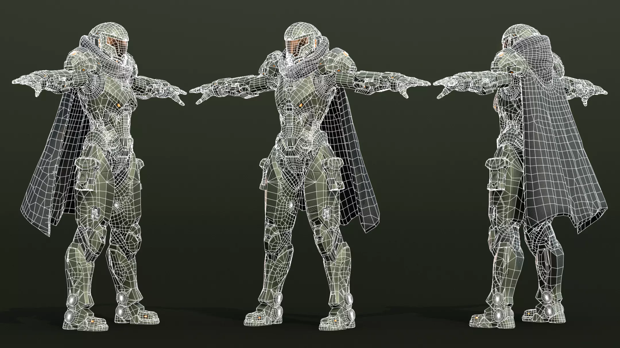 Armored Female Soldier Low-poly 3D model_5