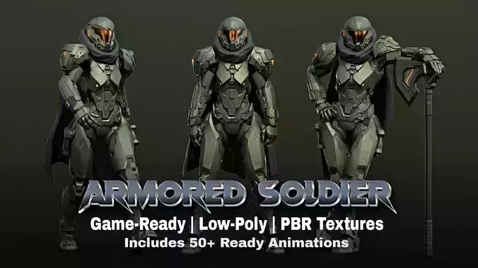Armored Female Soldier Low-poly 3D model Armored Female Soldier Low-poly 3D model