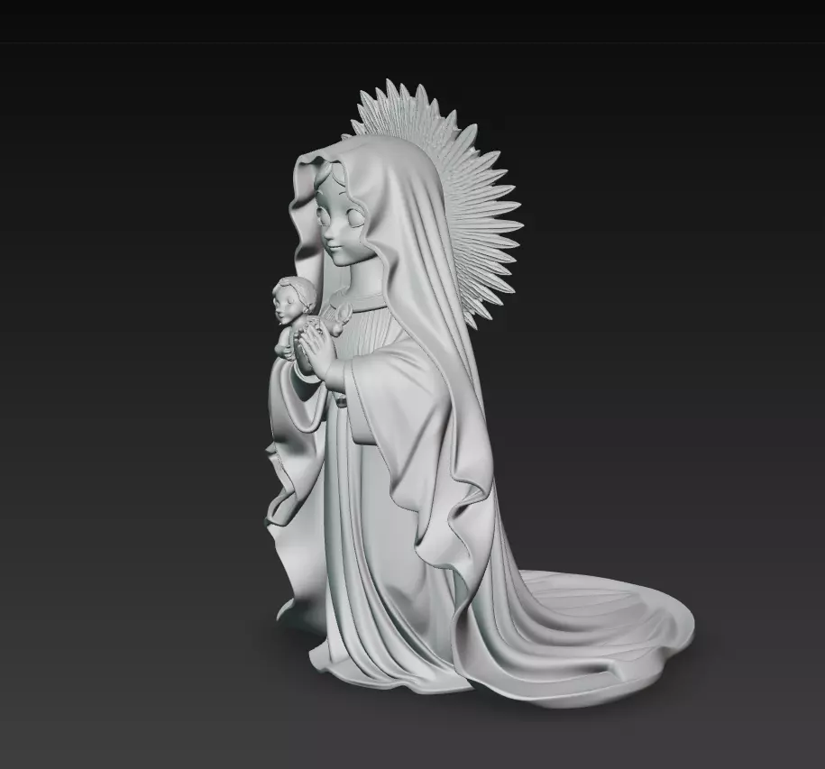 Divine Innocence - Stylized Holy Mother - Child 3D Model 3D print model_9