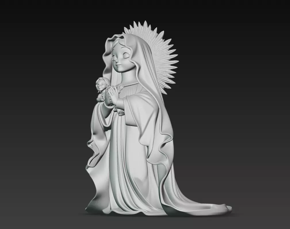 Divine Innocence - Stylized Holy Mother - Child 3D Model 3D print model_5