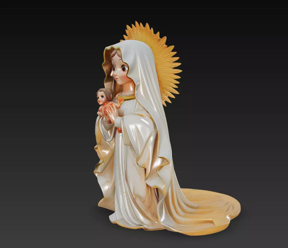 Divine Innocence - Stylized Holy Mother - Child 3D Model 3D print model_2