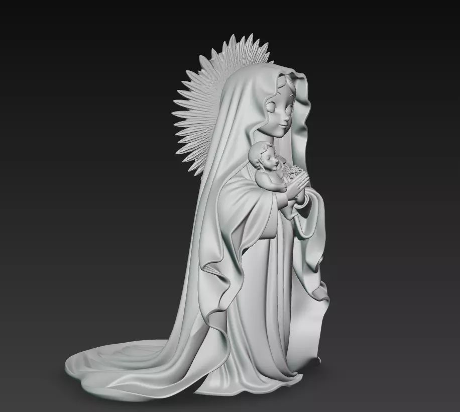 Divine Innocence - Stylized Holy Mother - Child 3D Model 3D print model_7