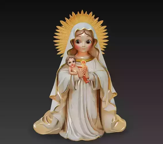 Divine Innocence - Stylized Holy Mother - Child 3D Model