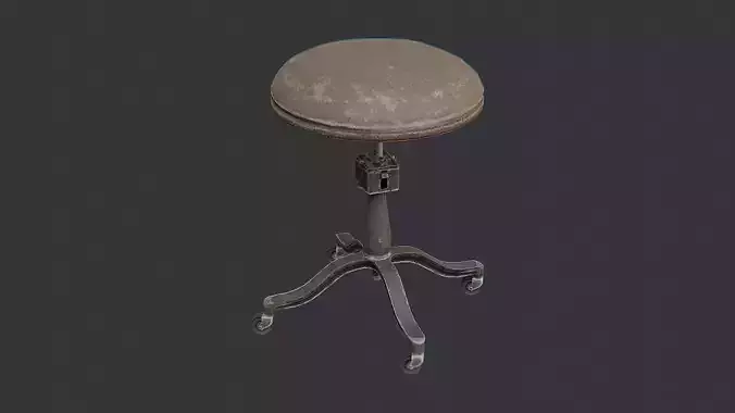 Round Cushioned Stool with Metal Pedestal